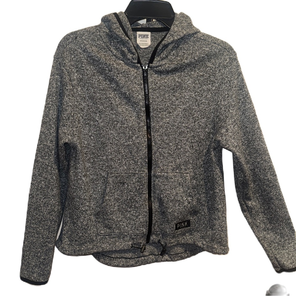 PINK Zip-Up Hoodie Size Small Heathered Gray EUC